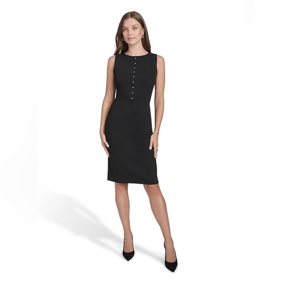 Halston Heritage Dresses & Skirts - Halston Heritage Starburst-Seamed Scuba Crepe Sleeveless Sheath Dress Black Nwt